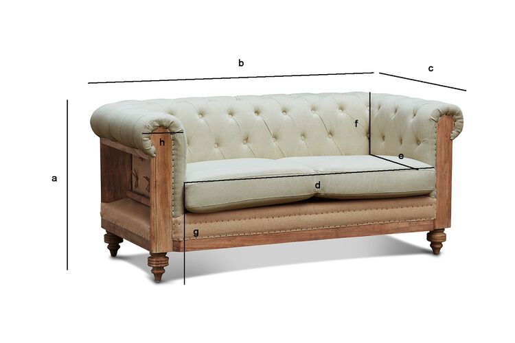 Chesterfield Zweisitzer Sofa Aus Leinen Und Baumwolle In Pib