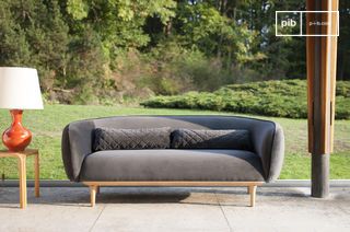 Runder 3-Sitzer Sofa aus grauem Samt Olson