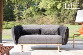 Rundes Sofa aus grauem Samt Olson